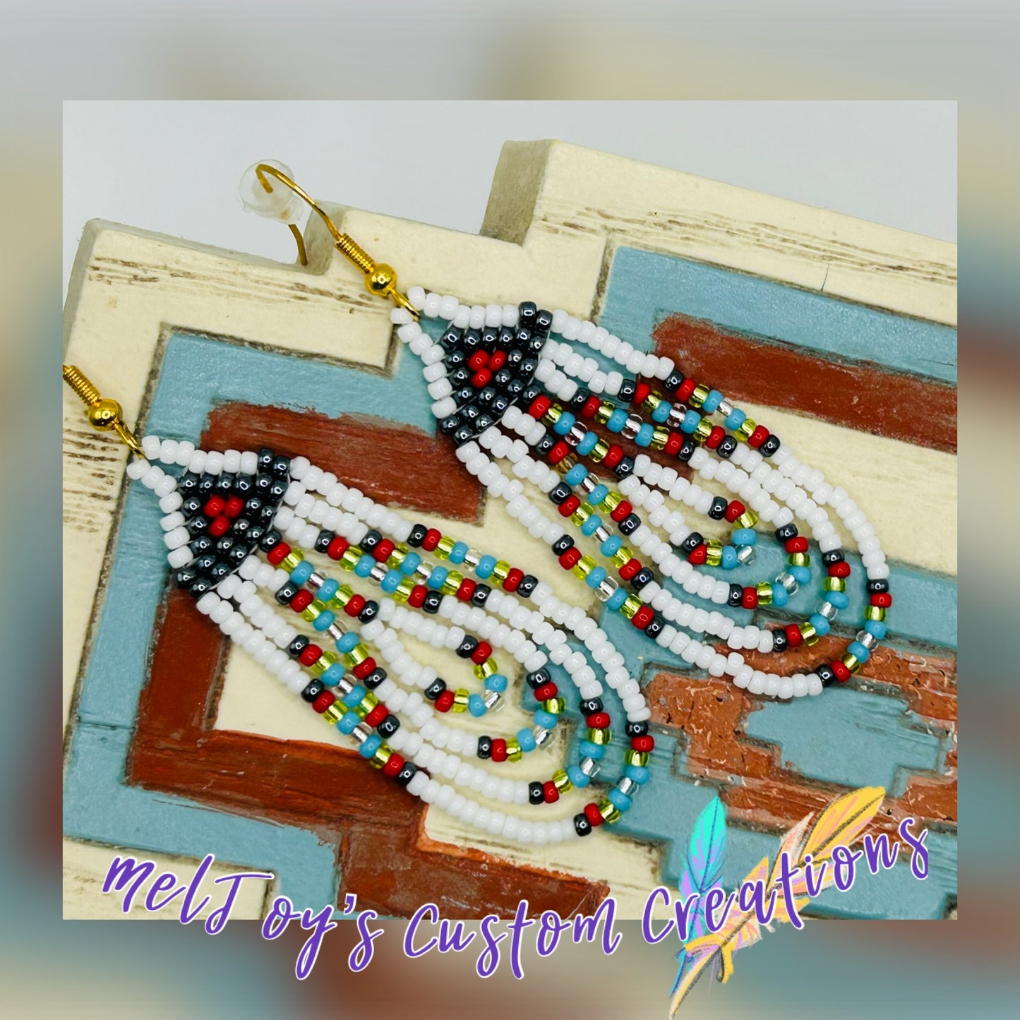 Native American Style Hand Beaded Drape Style Earrings