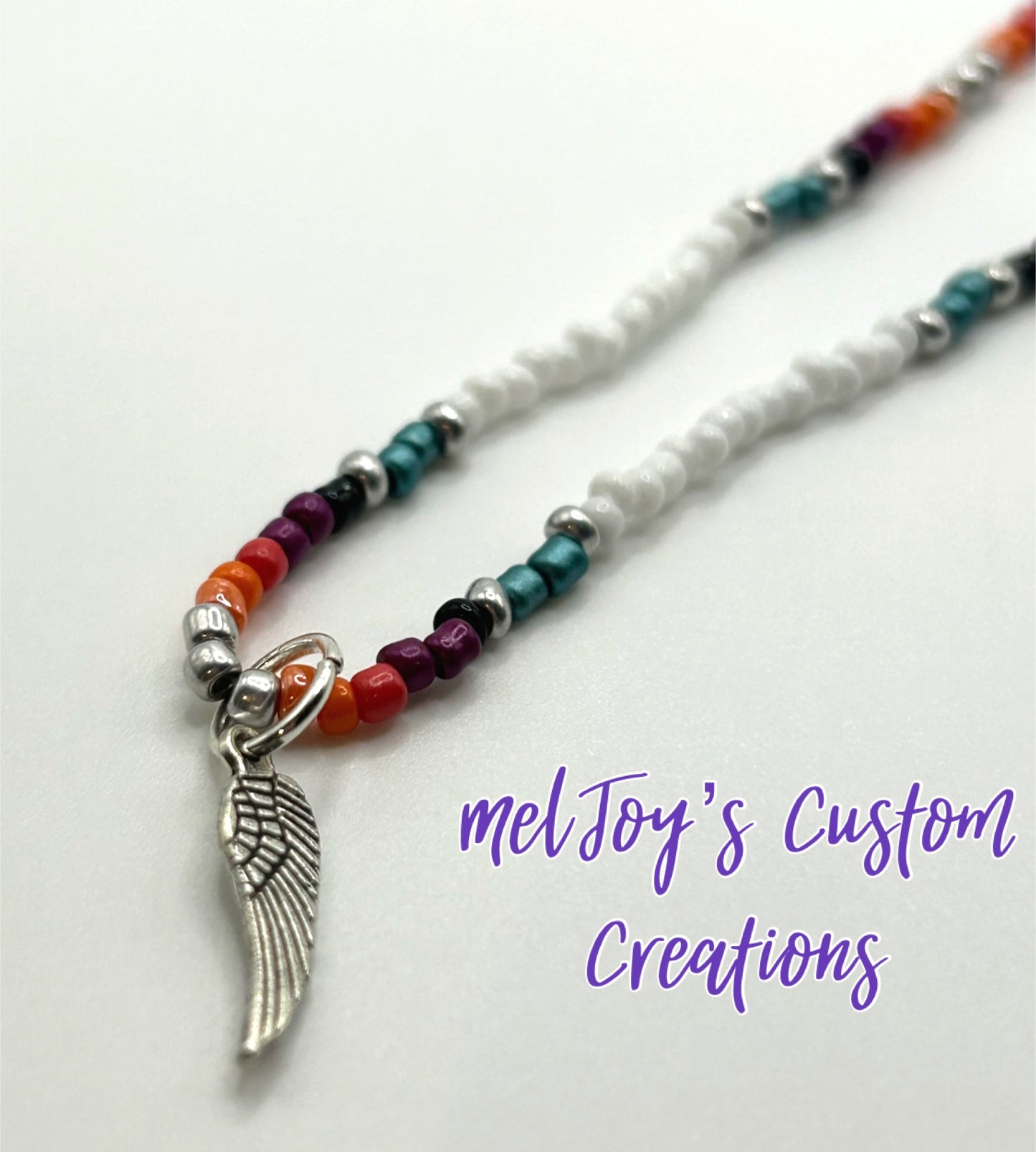 Native American Style Hand Beaded Necklace with Wing Charm