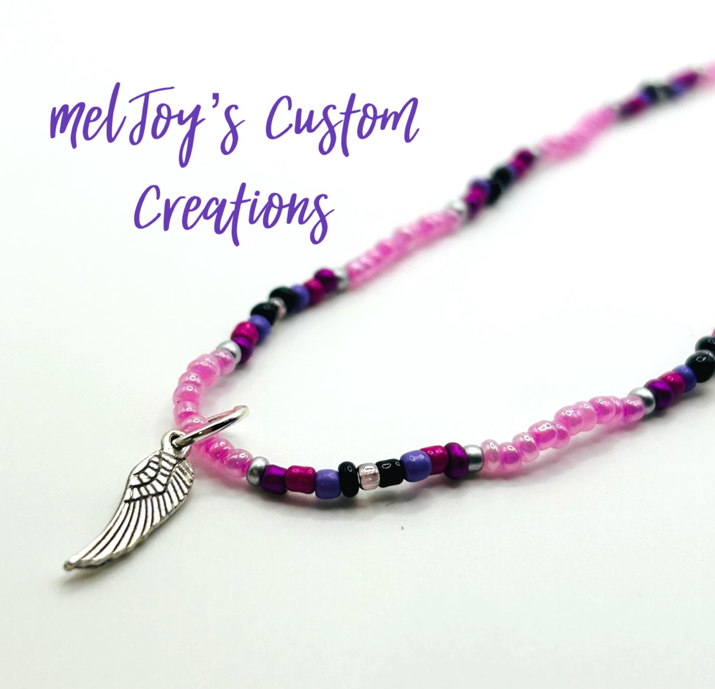 Native American Style Hand Beaded Necklace with Wing Charm