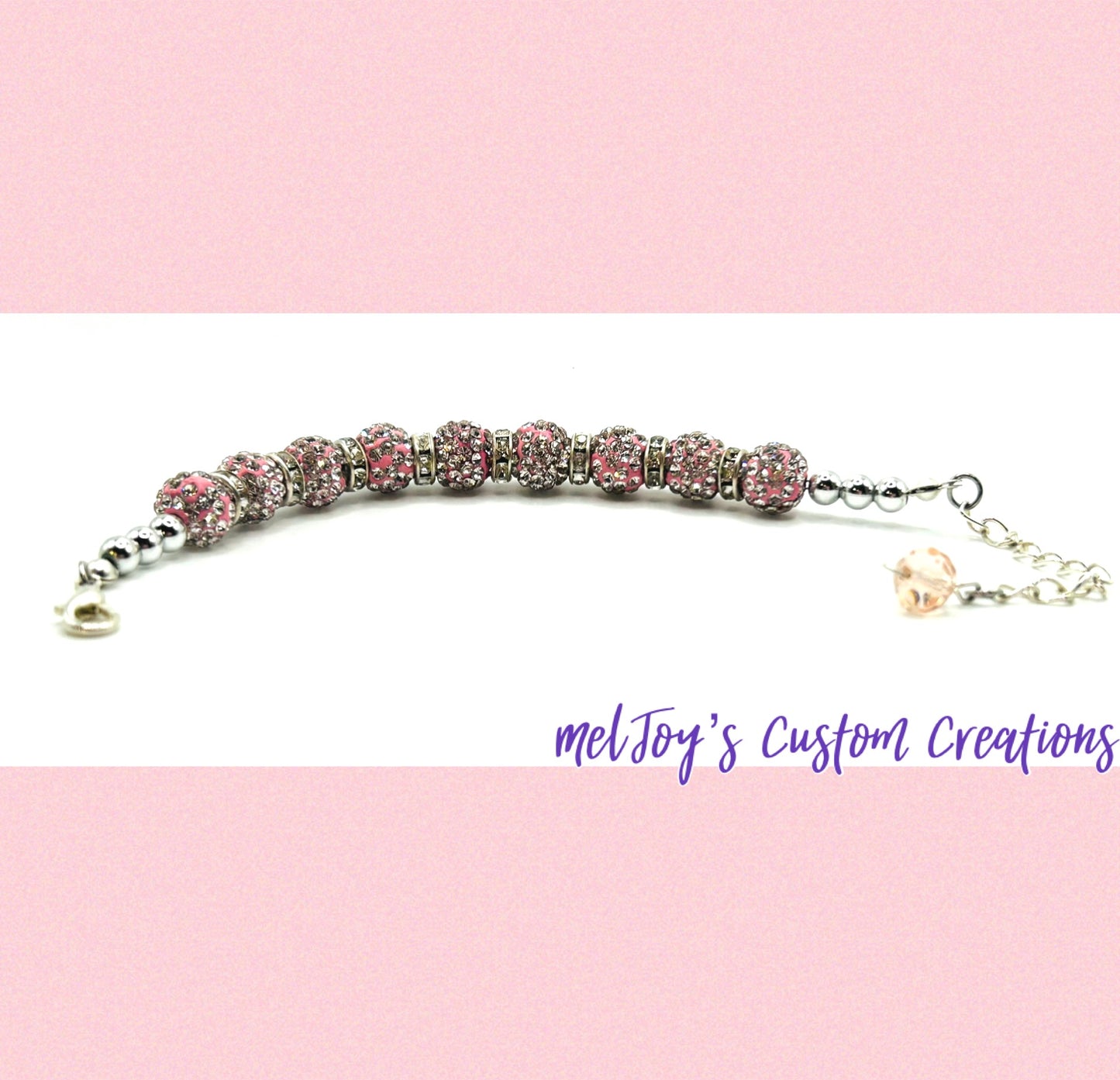 Pink Rhinestone Beaded Bracelet