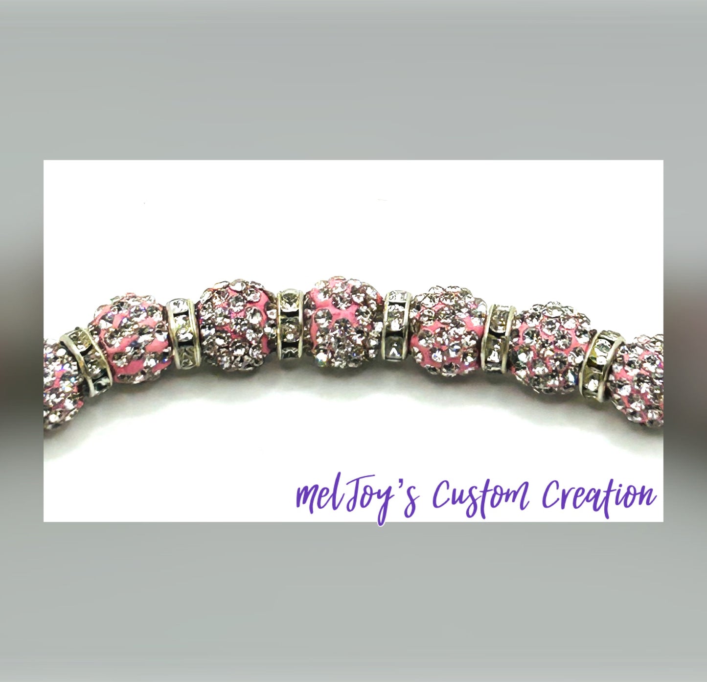 Pink Rhinestone Beaded Bracelet